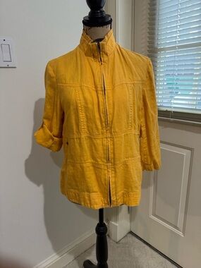 Coldwater Creek Golden Yellow Zip-Front Utility Jacket size 14